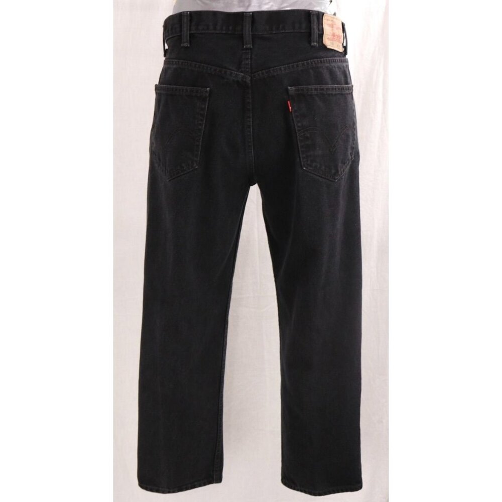 Levis 550 Jean Men 38 x 30 Grunge Black Relaxed Fit Straight Leg Goth Denim VTG - Picture 2 of 13